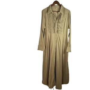 Free People Sadie Solid Button Front Long Sleeve Bohemian Maxi Dress